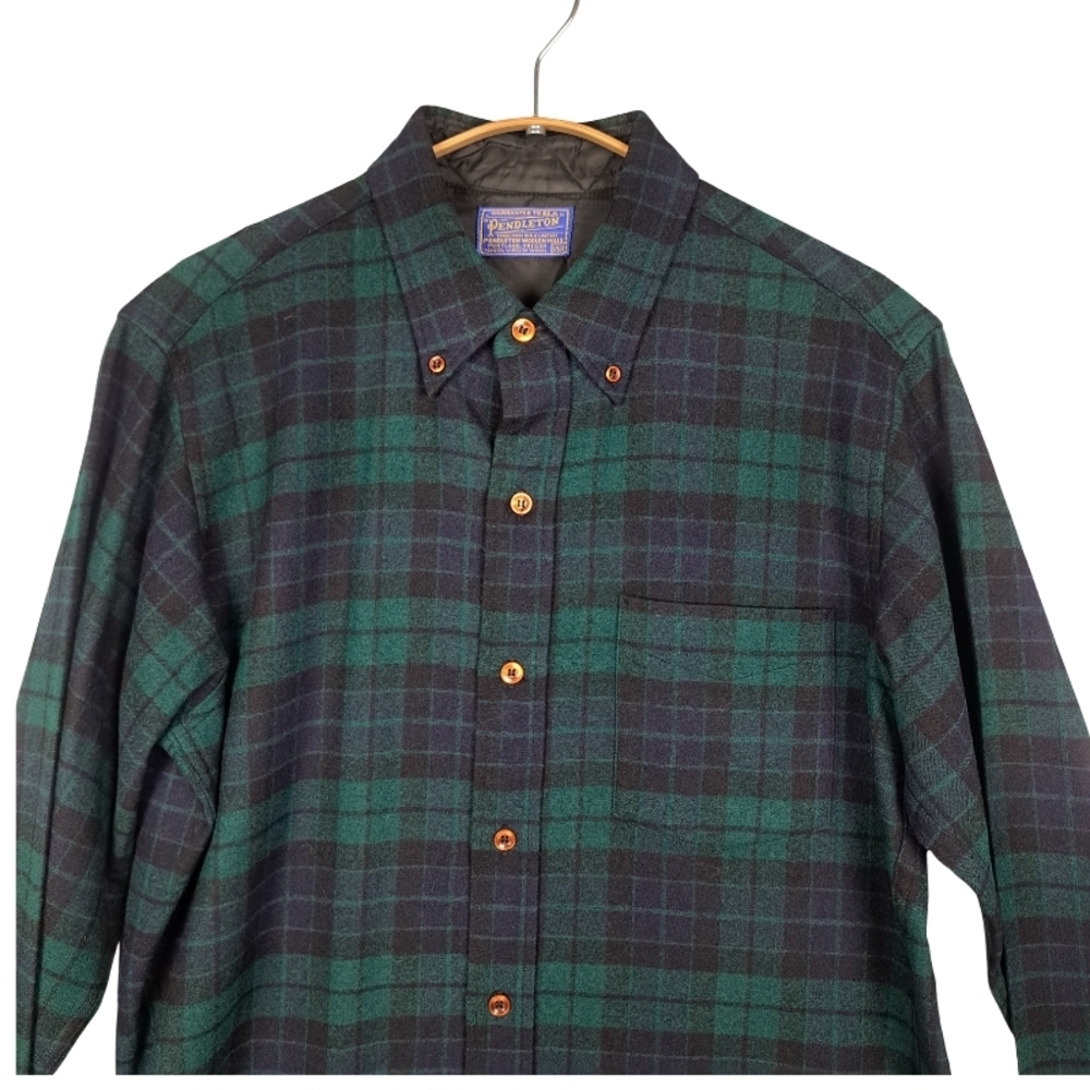 Pendelton Men's 15.5 100% Pure Virgin Wool Long Sleeve Button Down Shirt - Picture 4 of 9